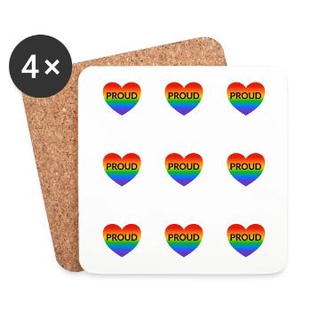 LGBT Pride rainbow hearts - Gay Pride - Coasters (set of 4) - white - Front
