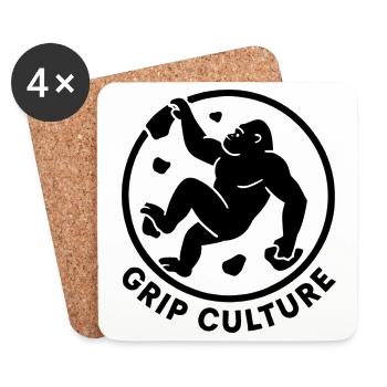 Grip Culture Gorilla: Minimalist Boulder Logo - Untersetzer (4er-Set) - Weiß - Vorne