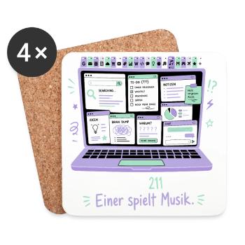 211 Tabs offen — einer spielt Musik - Untersetzer (4er-Set) - Weiß - Vorne