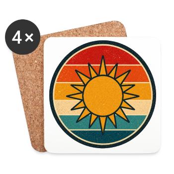 Sun Retro Badge Vintage-Stil Grafik - Untersetzer (4er-Set) - Weiß - Vorne
