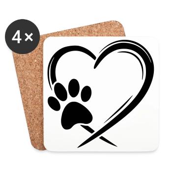 Paw Heart - Coasters (set of 4) - white - Front