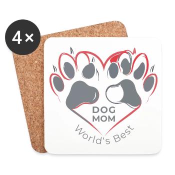 Meilleure maman de chien au monde – cadeau de la fête des mères - Dessous de verre (lot de 4) - blanc - Devant