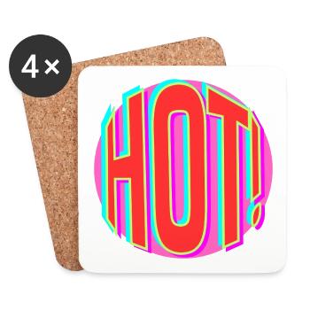 Neon Hot Retro Schriftzug - Untersetzer (4er-Set) - Weiß - Vorne