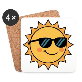 Laughing sun sweet smile with sunglasses - Coasters (set of 4) - white - Front