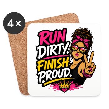 Run Dirty Finish Proud Runner Girl Design - Untersetzer (4er-Set) - Weiß - Vorne