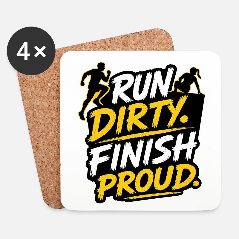 Run Dirty Finish Proud OCR Runner Design - Untersetzer (4er-Set) - Weiß