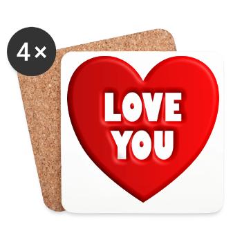 Mon cœur t’aime - Dessous de verre (lot de 4) - blanc - Devant