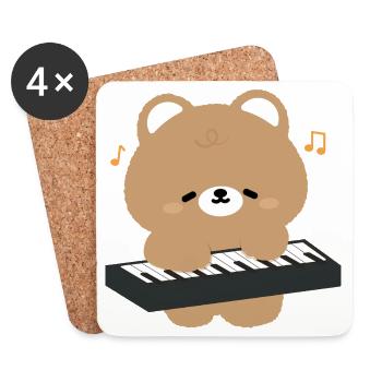 Bear Pianist Serenade - Coasters (set of 4) - white - Front