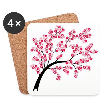Cherry blossom arch at night - Coasters (set of 4) - white - Front