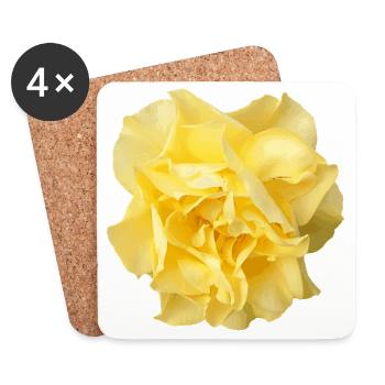 Yellow rose: floral motif for clothing - Coasters (set of 4) - white - Front