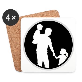 Father Child Silhouette Walking Family Dad Love - Coasters (set of 4) - white - Front