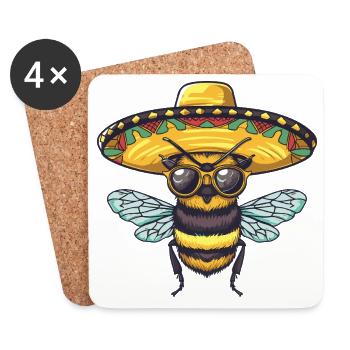 Biene Lustig Sombrero - Untersetzer (4er-Set) - Weiß - Vorne