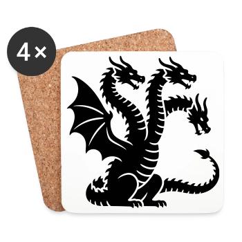 Drache - Untersetzer (4er-Set) - Weiß - Vorne