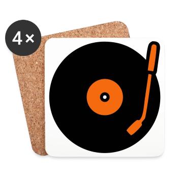 Retro Audio Vinyl Record Tonearm - Coasters (set of 4) - white - Front