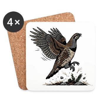 Colin Californie Oiseau Vol California Quail Noir - Dessous de verre (lot de 4) - blanc - Devant