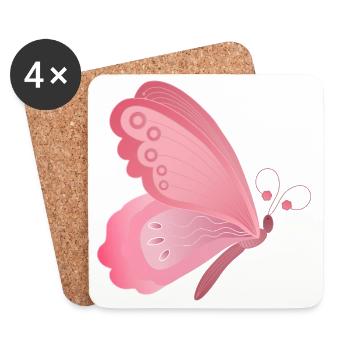 Rosa Schmetterling Flügeldesign - Untersetzer (4er-Set) - Weiß - Vorne