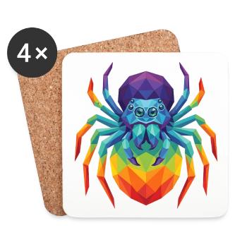 Pop Art géométrique vibrant d’araignée sauteuse - Dessous de verre (lot de 4) - blanc - Devant