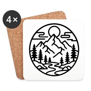 Emblème de la Forêt de la Montagne - Dessous de verre (lot de 4) - blanc - Devant