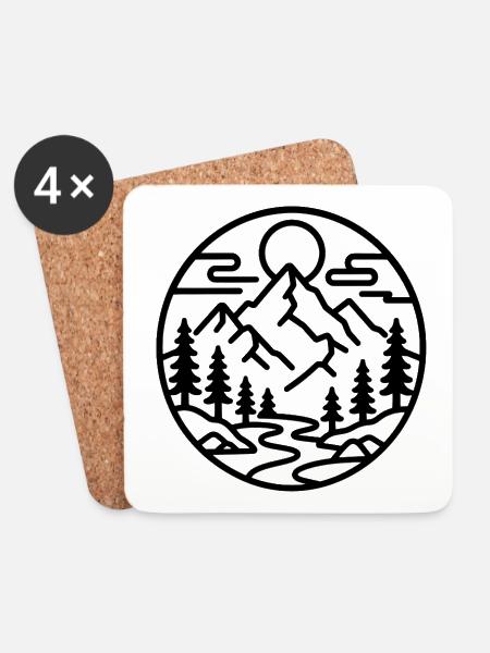 Bergwald Emblem - Untersetzer (4er-Set) - Weiß