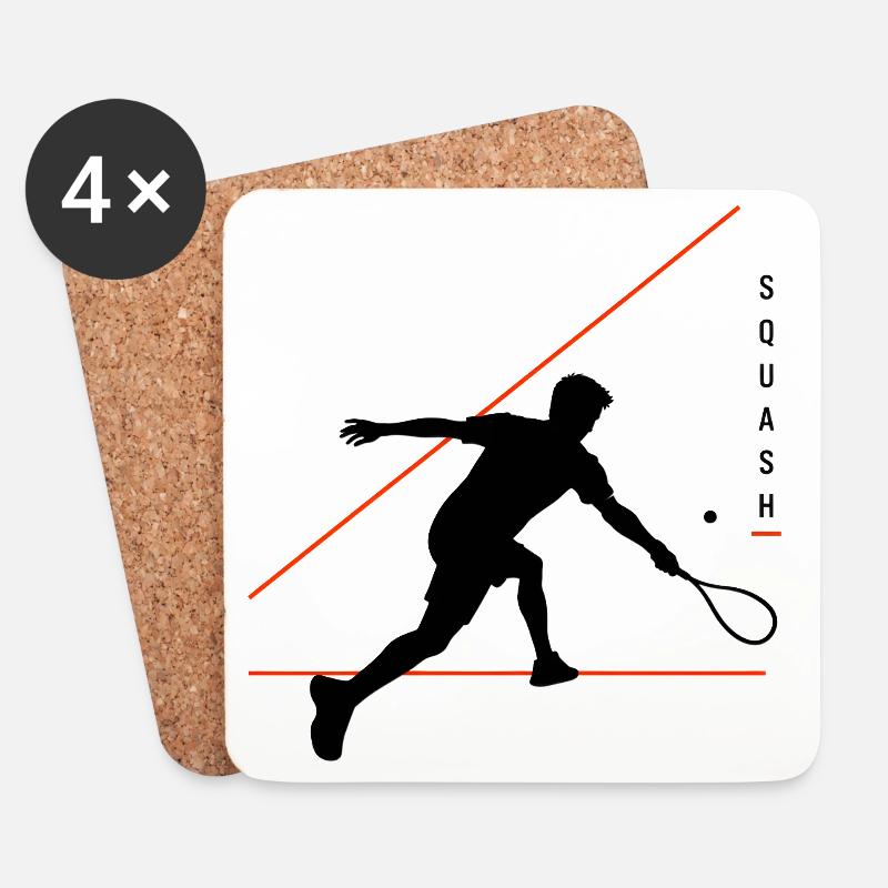 Squash silhouette with neon lines - Coasters (set of 4) - white
