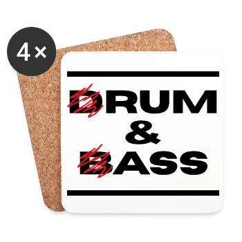 Drum & Bass / Rum & Ass (lettres noires) - Dessous de verre (lot de 4) - blanc - Devant