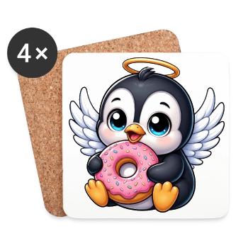 Süße Schildkröte mit Flügeln Engel Cartoon Donut - Untersetzer (4er-Set) - Weiß - Vorne