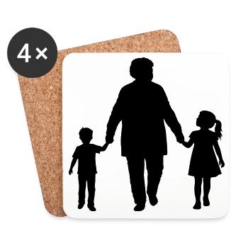 Grandparents Grandchild Silhouette Walking Family - Coasters (set of 4) - white - Front