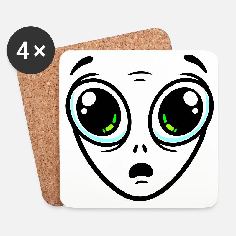 Big-eyed alien - Coasters (set of 4) - white