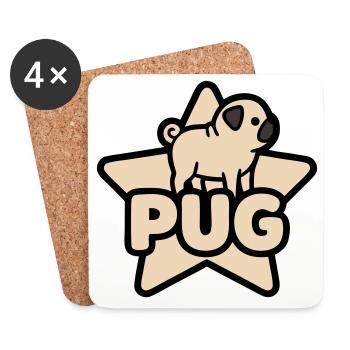 Mops Stern Banner Platzhalter - Untersetzer (4er-Set) - Weiß - Vorne