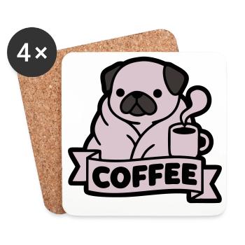 Pug Coffee Morning Grouch Banner - Coasters (set of 4) - white - Front