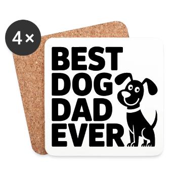 Meilleur Papa Canin de Tous les Temps – Motif Canin - Dessous de verre (lot de 4) - blanc - Devant