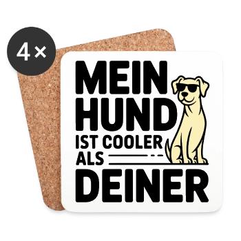Mein Hund ist cooler als deiner - Untersetzer (4er-Set) - Weiß - Vorne