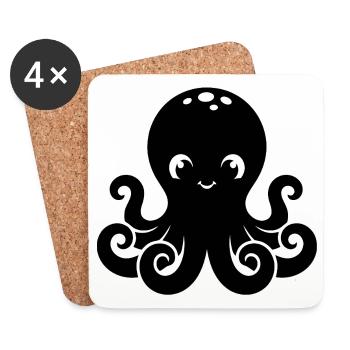 Design Petit Poulpe Mignon - Dessous de verre (lot de 4) - blanc - Devant