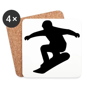 Snowboarders - Dessous de verre (lot de 4) - blanc - Devant
