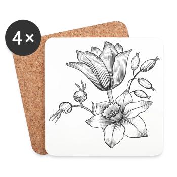Vrille de fleur - Dessous de verre (lot de 4) - blanc - Devant