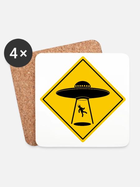 Beware of UFOs - Coasters (set of 4) - white