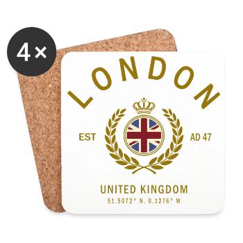 Emblème de la Couronne de Londres - Dessous de verre (lot de 4) - blanc - Devant
