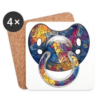 Tétine colorée - Mosaik Babywelt - Dessous de verre (lot de 4) - blanc - Devant