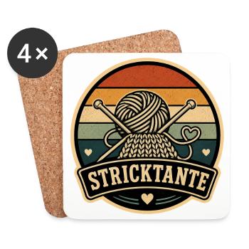 Stricktante Retro - Untersetzer (4er-Set) - Weiß - Vorne