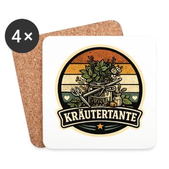 Kräutertante Retro - Untersetzer (4er-Set) - Weiß - Vorne