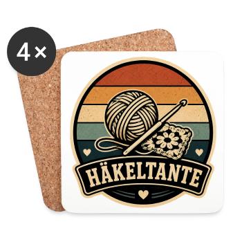 Häkeltante Retro - Untersetzer (4er-Set) - Weiß - Vorne