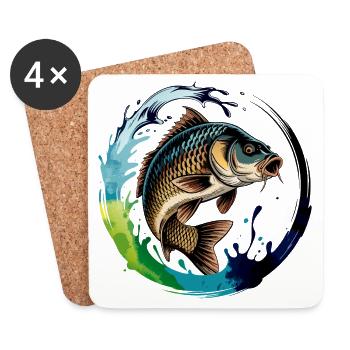Jumping Carp - Coasters (set of 4) - white - Front