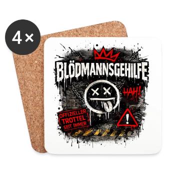 Assistant to the Certified Fool „BLÖDMANNSGEHILFE“ - Coasters (set of 4) - white - Front