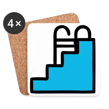  Pool Leiter Schwimmbad Icon - Untersetzer (4er-Set) - Weiß - Vorne