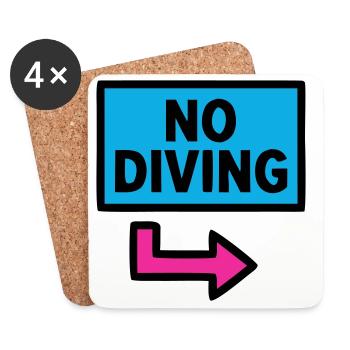 No Diving Schild Pool Retro - Untersetzer (4er-Set) - Weiß - Vorne