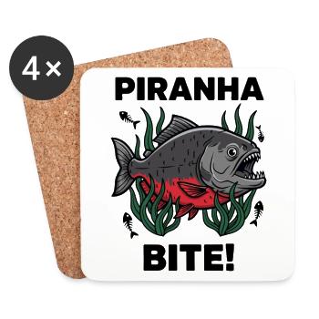 Roter Piranha Beiß Beißfisch - Untersetzer (4er-Set) - Weiß - Vorne