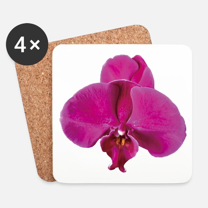 Vivid_Pink_Phalaenopsis_Noth_Orchid_Bloom - Dessous de verre (lot de 4) - blanc