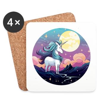 Moonlit Night Unicorn Magic - Coasters (set of 4) - white - Front