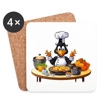 Kitchen Duck Chef Design - Dessous de verre (lot de 4) - blanc - Devant
