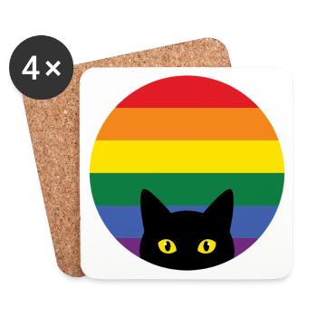 Pride Month LGBT - Peeking Cat - Coasters (set of 4) - white - Front